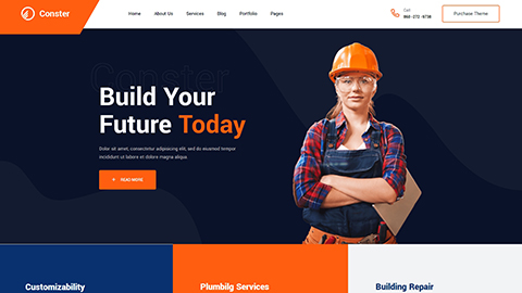 橙色响应式工业建筑企业官网html网页模板